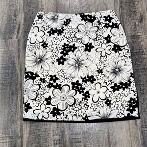 100% Silk Floral Black and White Women's Skirt
